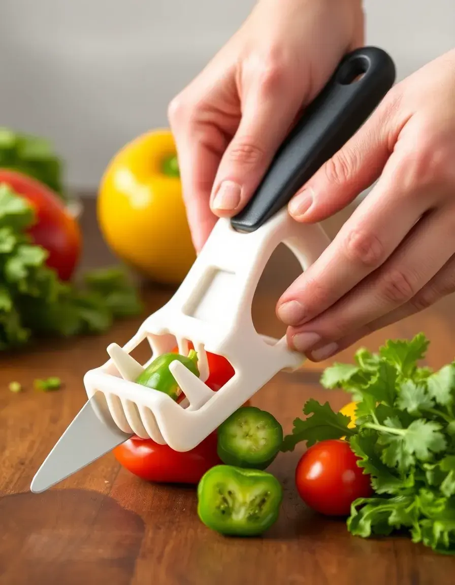 Poignée de maintien pour légumes avec picots en plastique