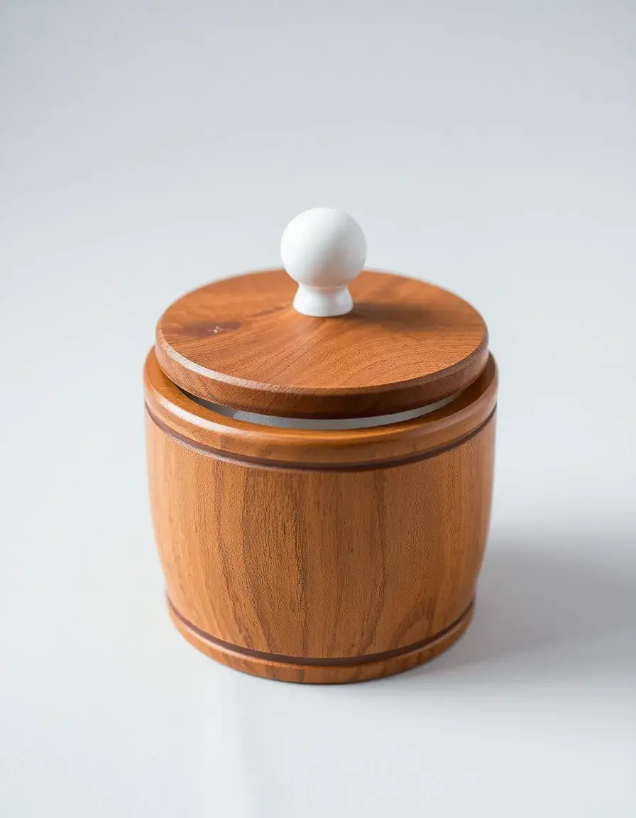Boîte à sel bois couvercle blanc