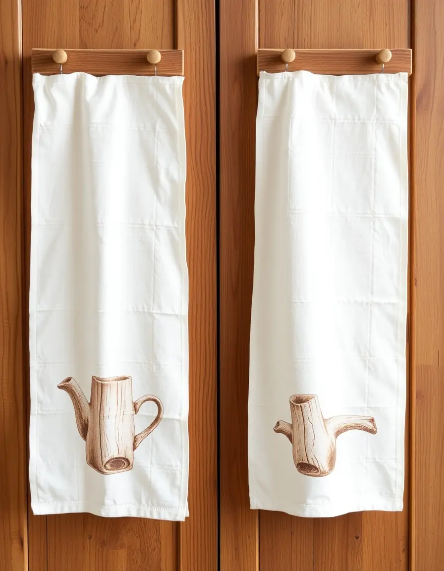 Torchon blanc motif bois