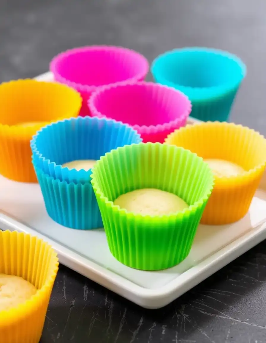 Moules à muffins en silicone colorés et réutilisables