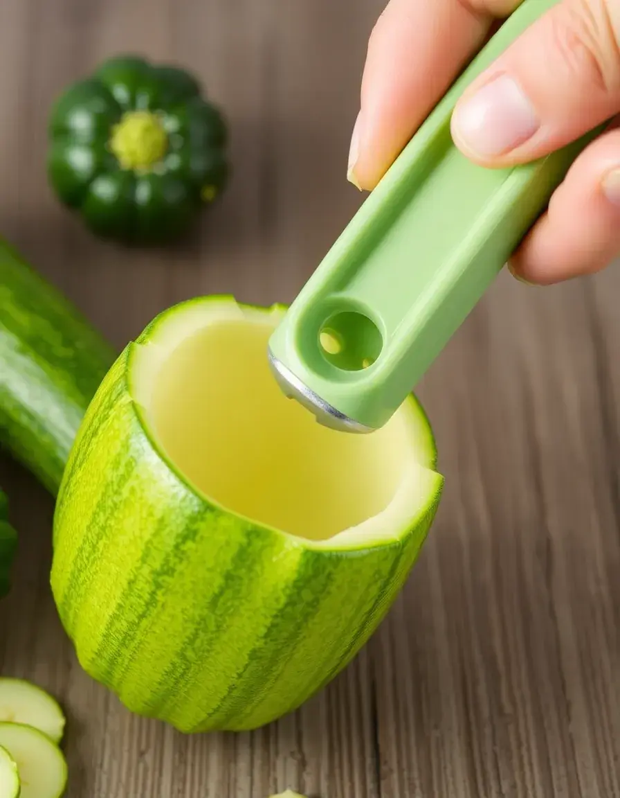 Outil vide-courgette pour farcir les légumes facilement