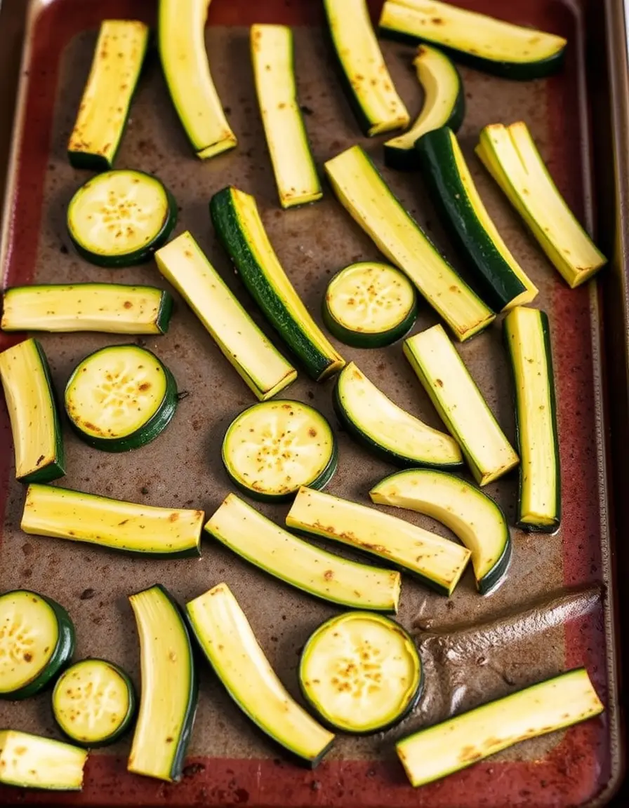 Plaque de cuisson avec rondelles de courgettes rôties au four