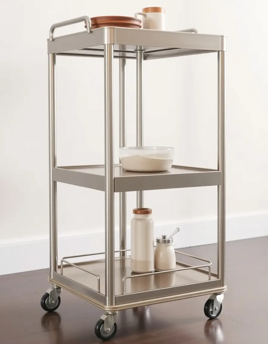 Chariot de cuisine roulant en métal avec étagères pour îlot pour cuisine