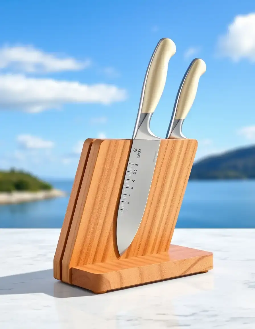 Bloc à couteaux magnétique design pour îlot de cuisine