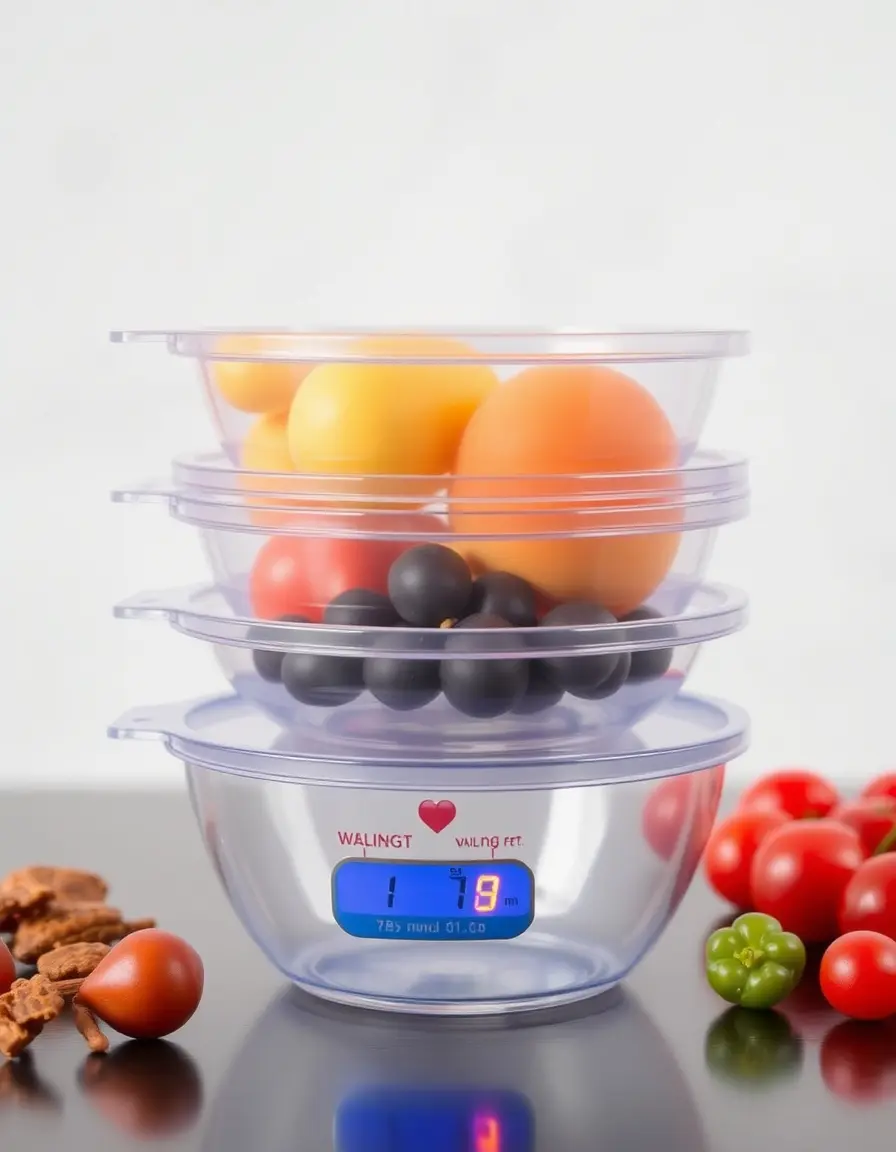 Ensemble de bols de pesée transparents emboîtables