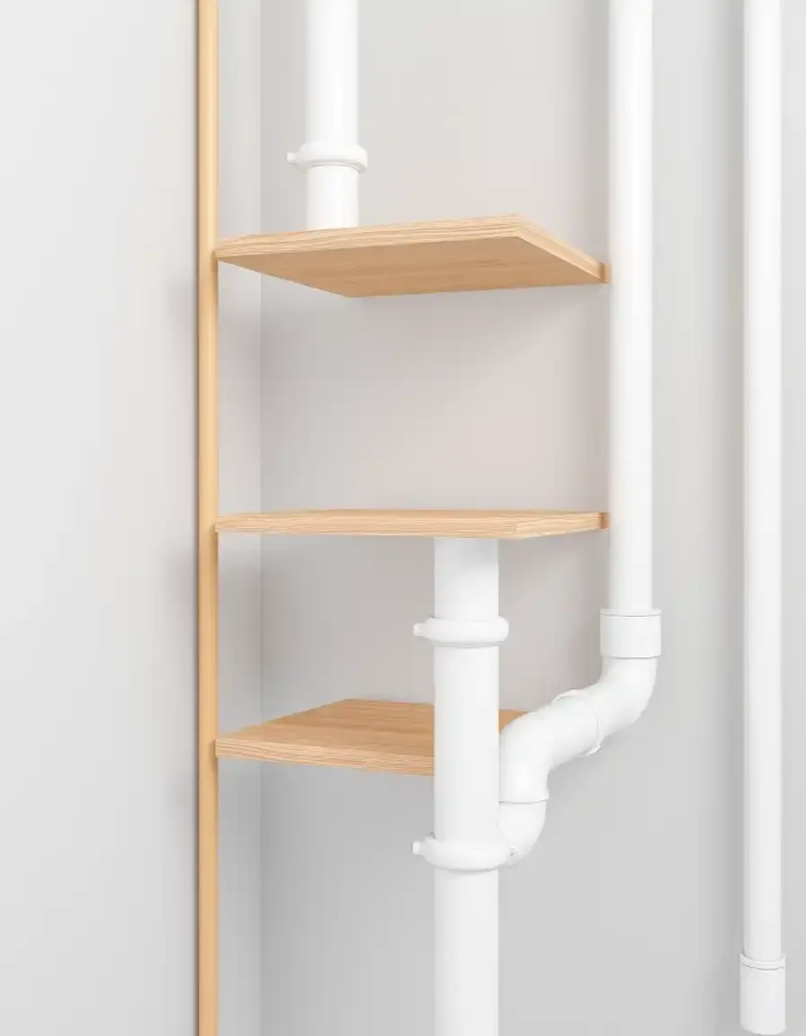 Étagère extensible réglable pour tuyauterie cuisine