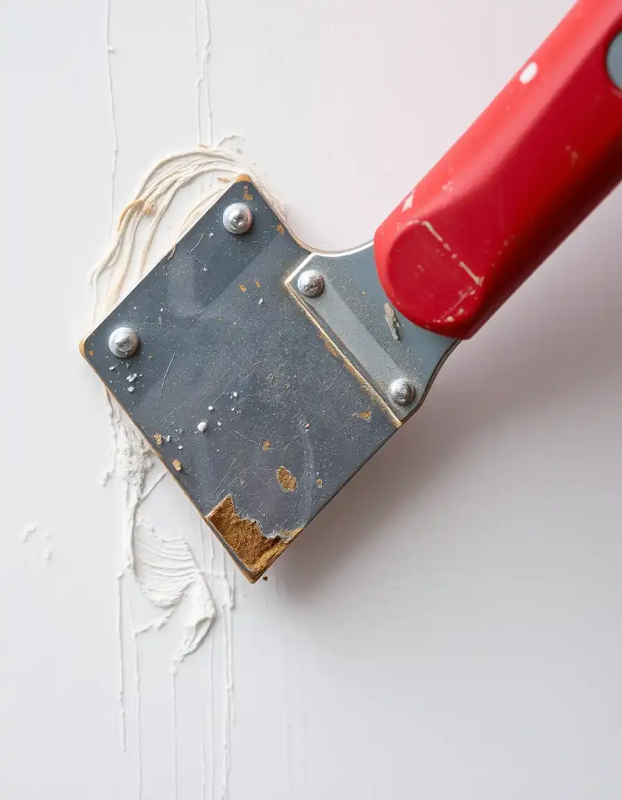 Grattoir métallique enlevant de la vieille peinture écaillée