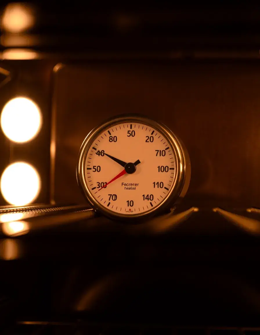 Thermomètre de four à cadran haute précision à l'intérieur d'un piano de cuisine