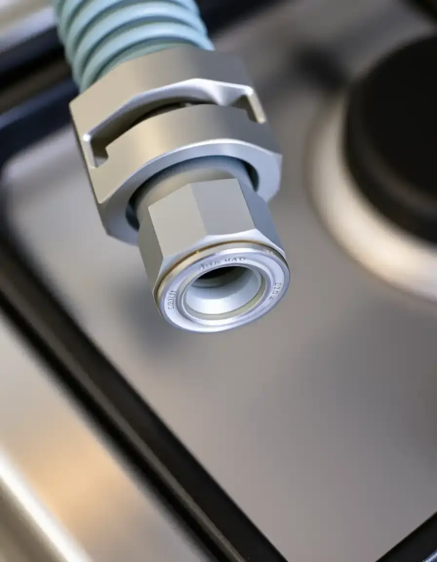Tuyau de raccordement gaz flexible et sécurisé pour piano de cuisine