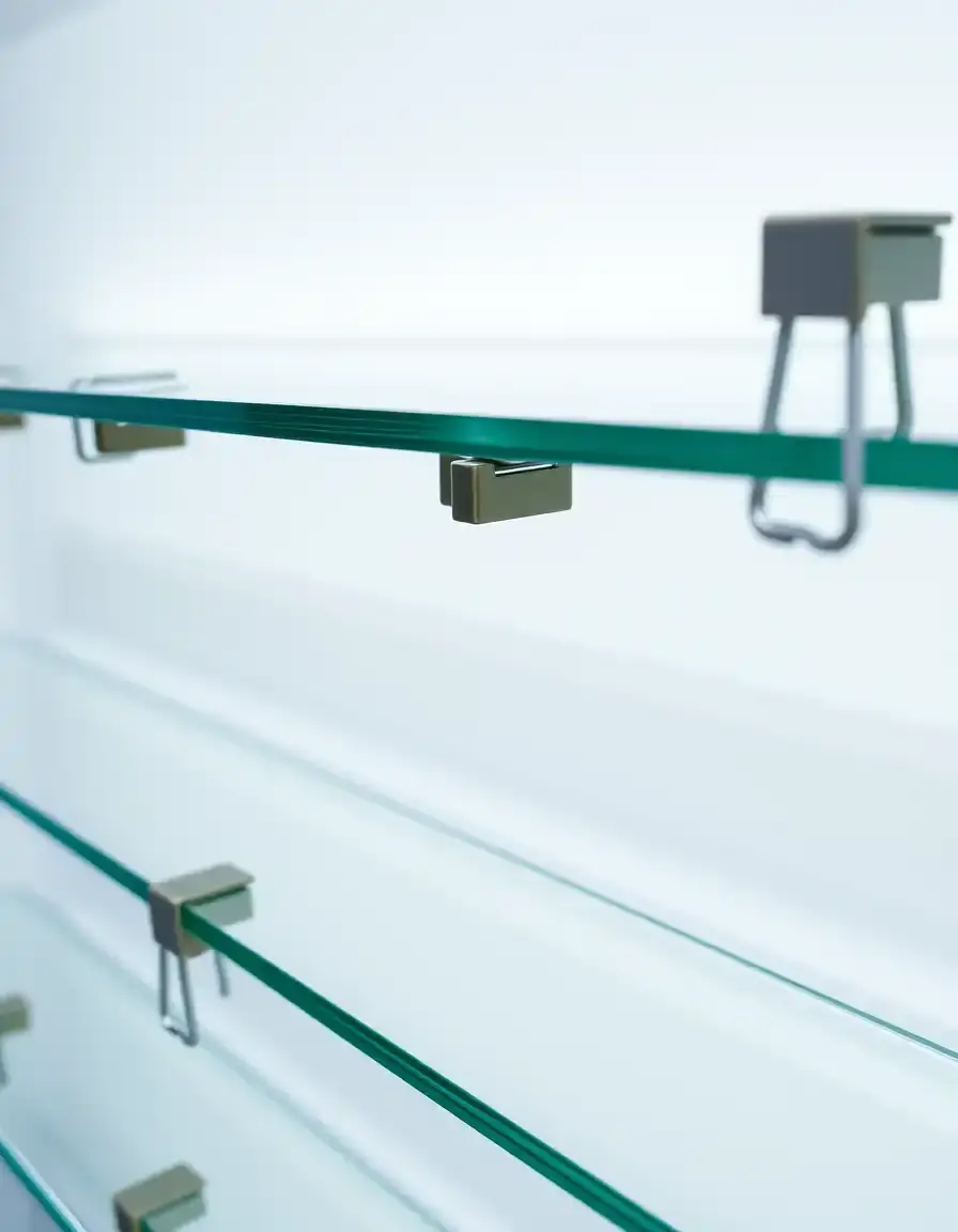 Clips de fixation pour étagère en verre finition chromée