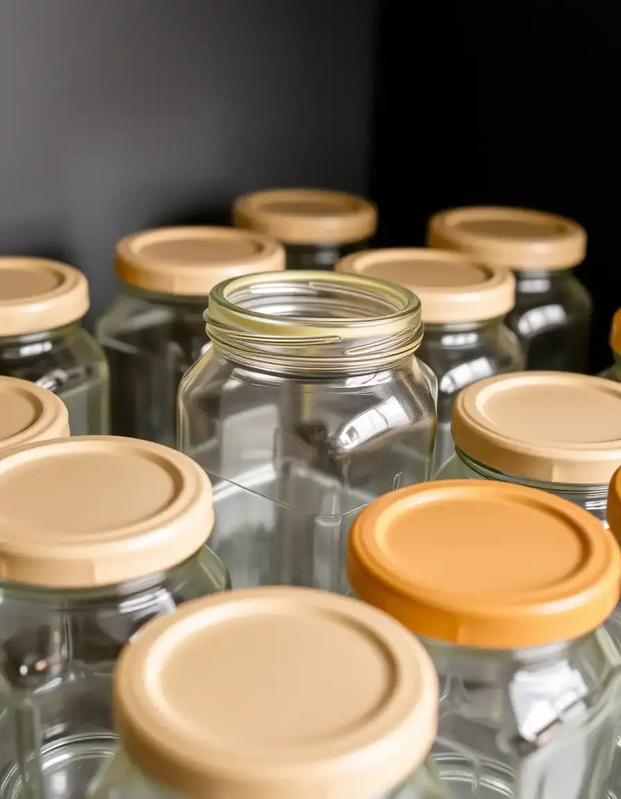 Pots à épices en verre avec couvercles beiges