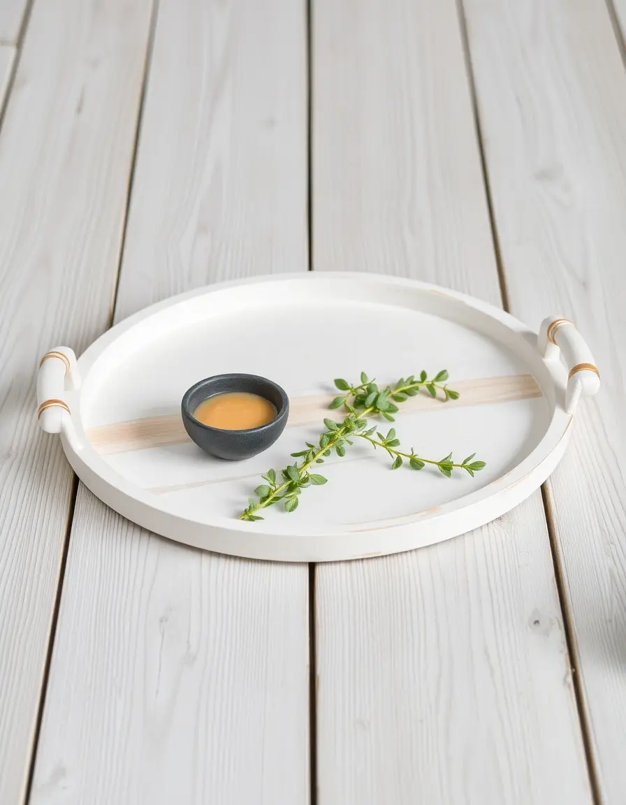 Plateau de service en bois blanc minimaliste.