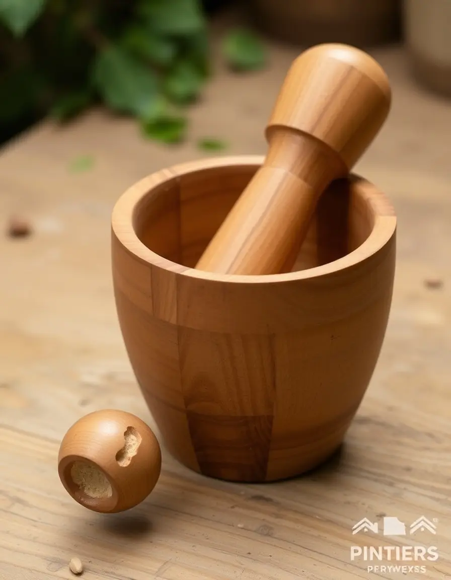 Pilon en bois de frêne pour mortier.