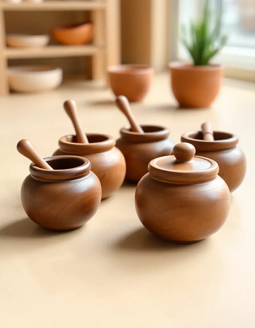 Petites marmites et casseroles en bois pour jeu d'imitation