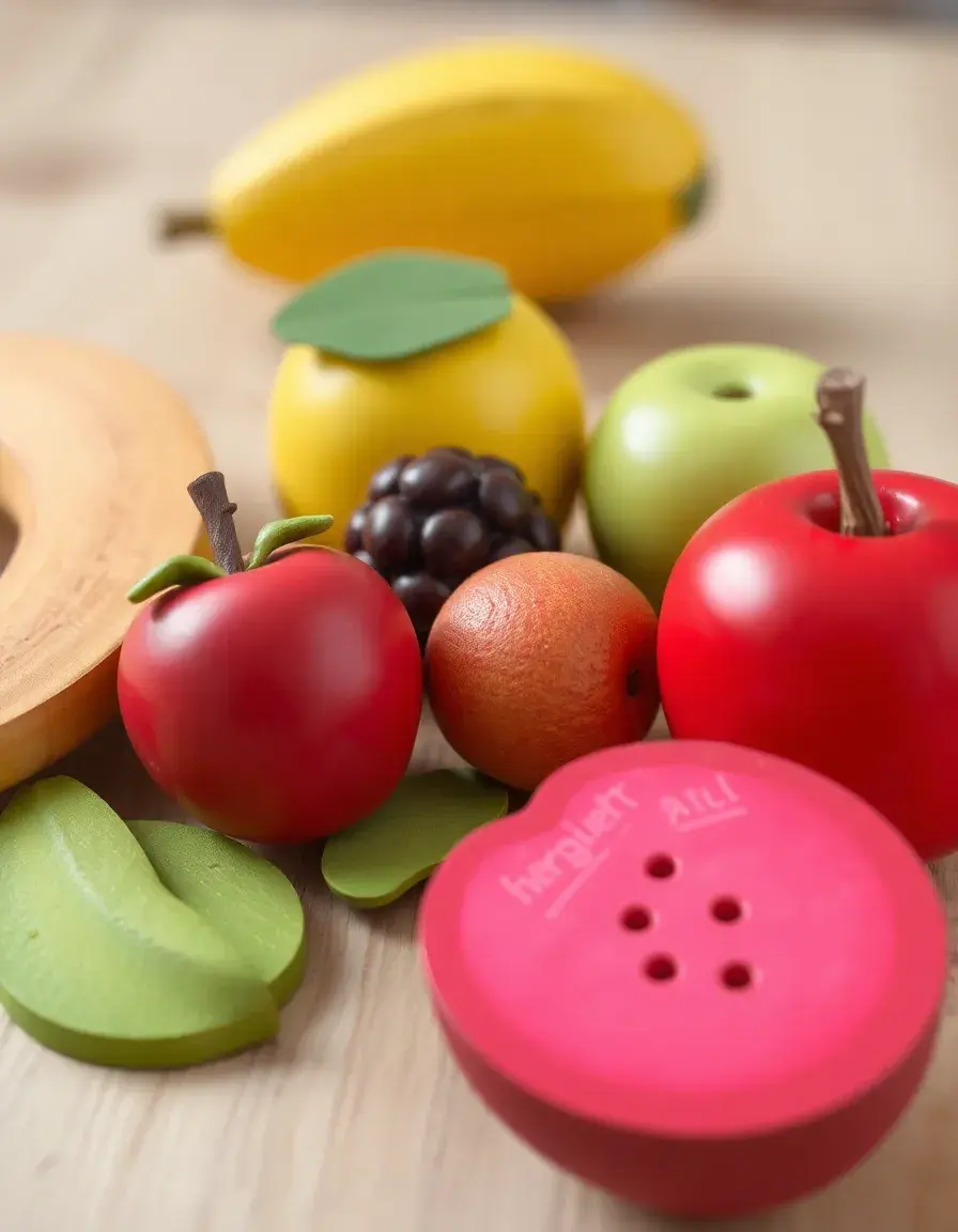 Fruits en bois à découper avec scratch pour enfant