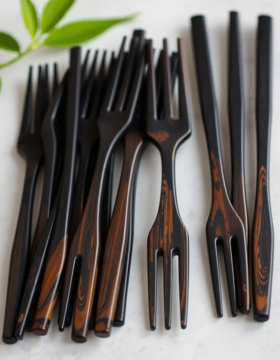 Fourchettes en bambou noir pour une table moderne