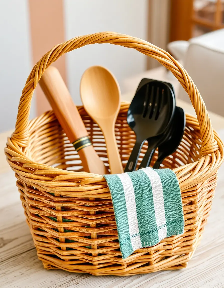 Panier de pique-nique en osier complet avec ustensiles