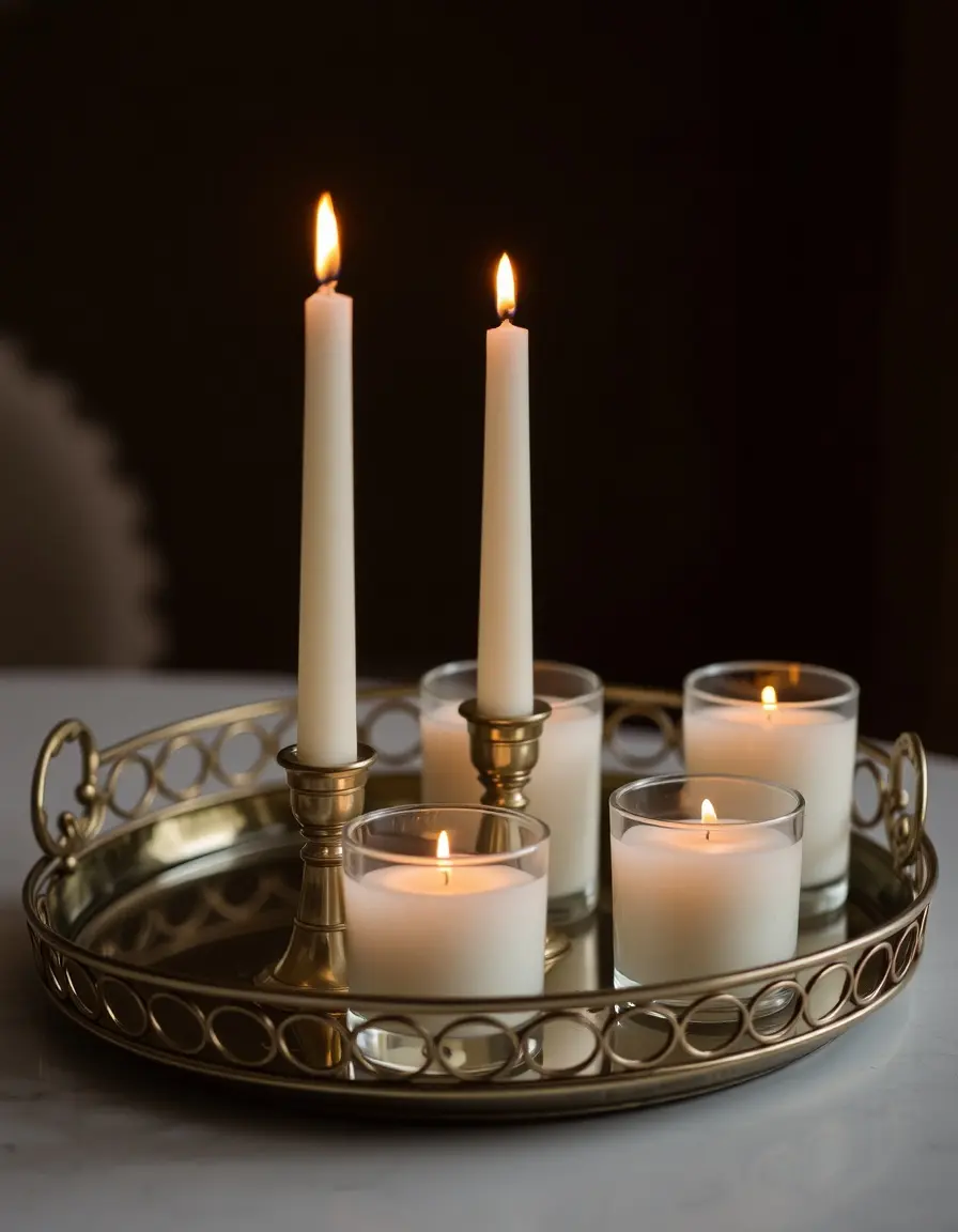 Plateau pour bougies et décoration de table cuisine