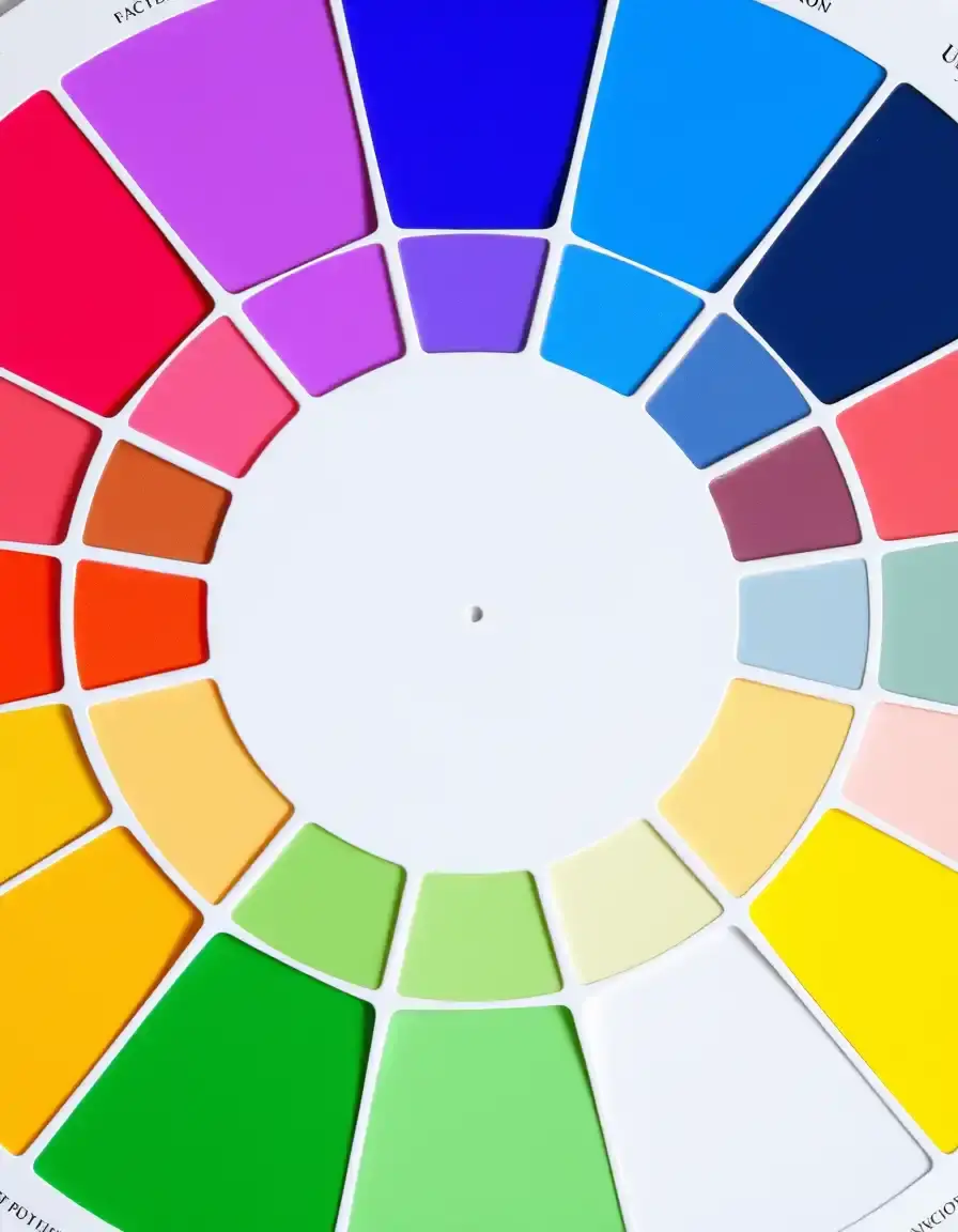 Roue chromatique pour guider le choix des couleurs en cuisine et peinture.