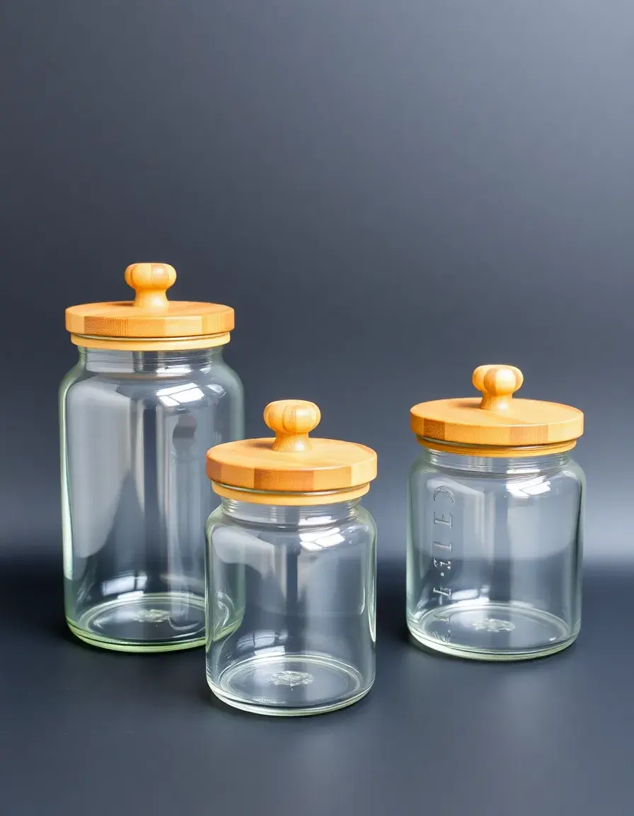 Ensemble de bocaux en verre avec couvercles en bambou