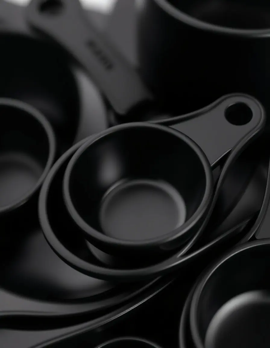 Ensemble de tasses et cuillères à mesurer en plastique noir robuste