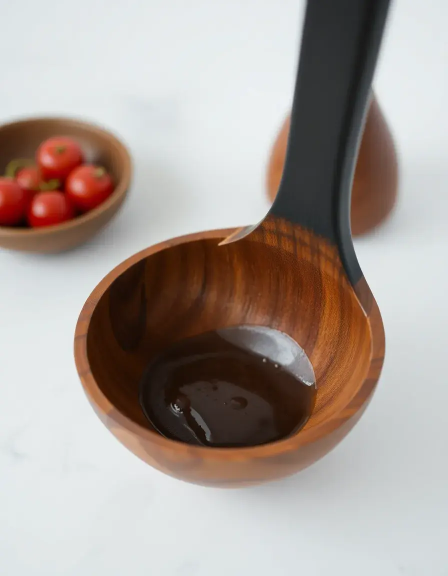 Louche en bois avec manche noir élégant