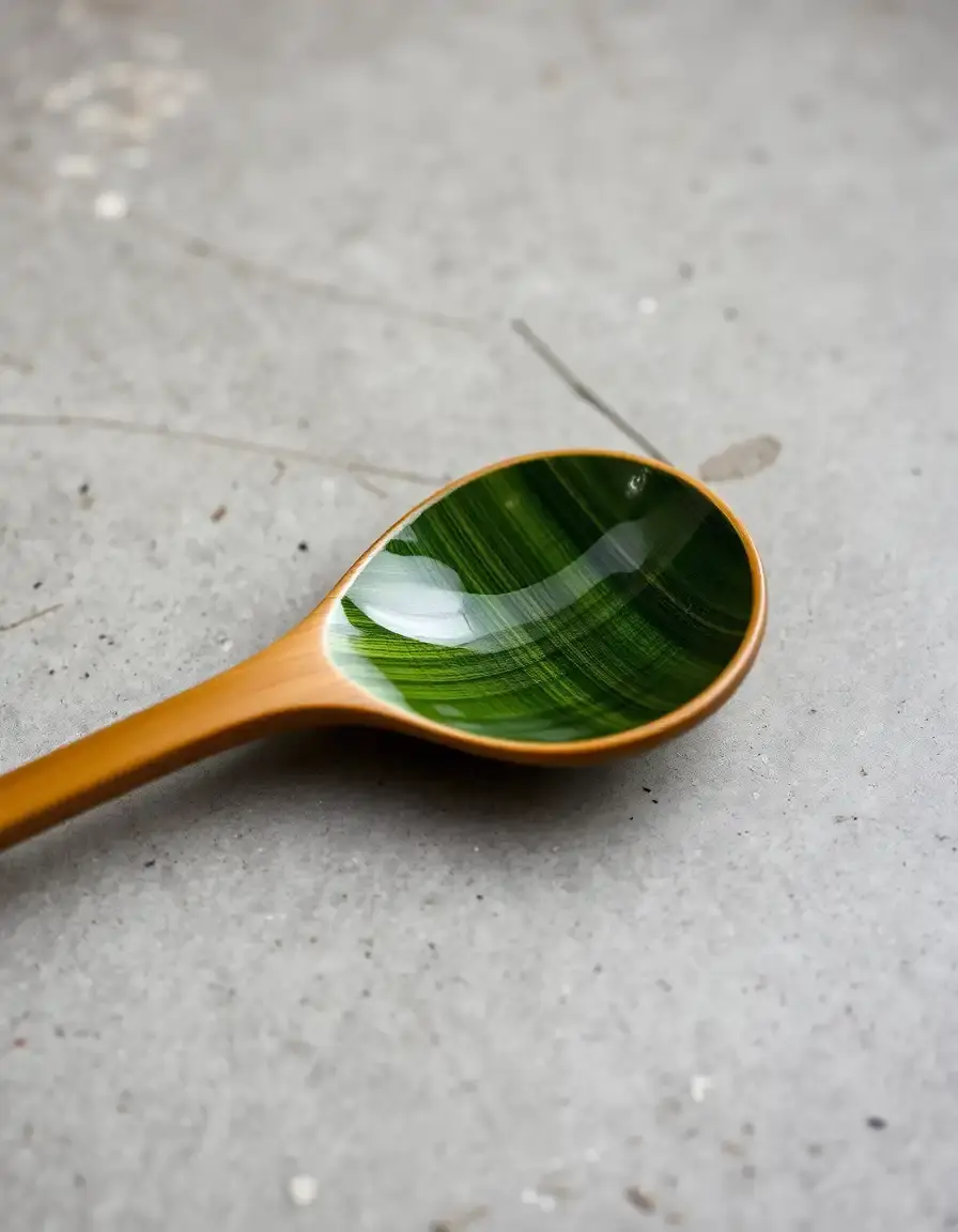 Cuillère en bambou vert pour cuisine écologique