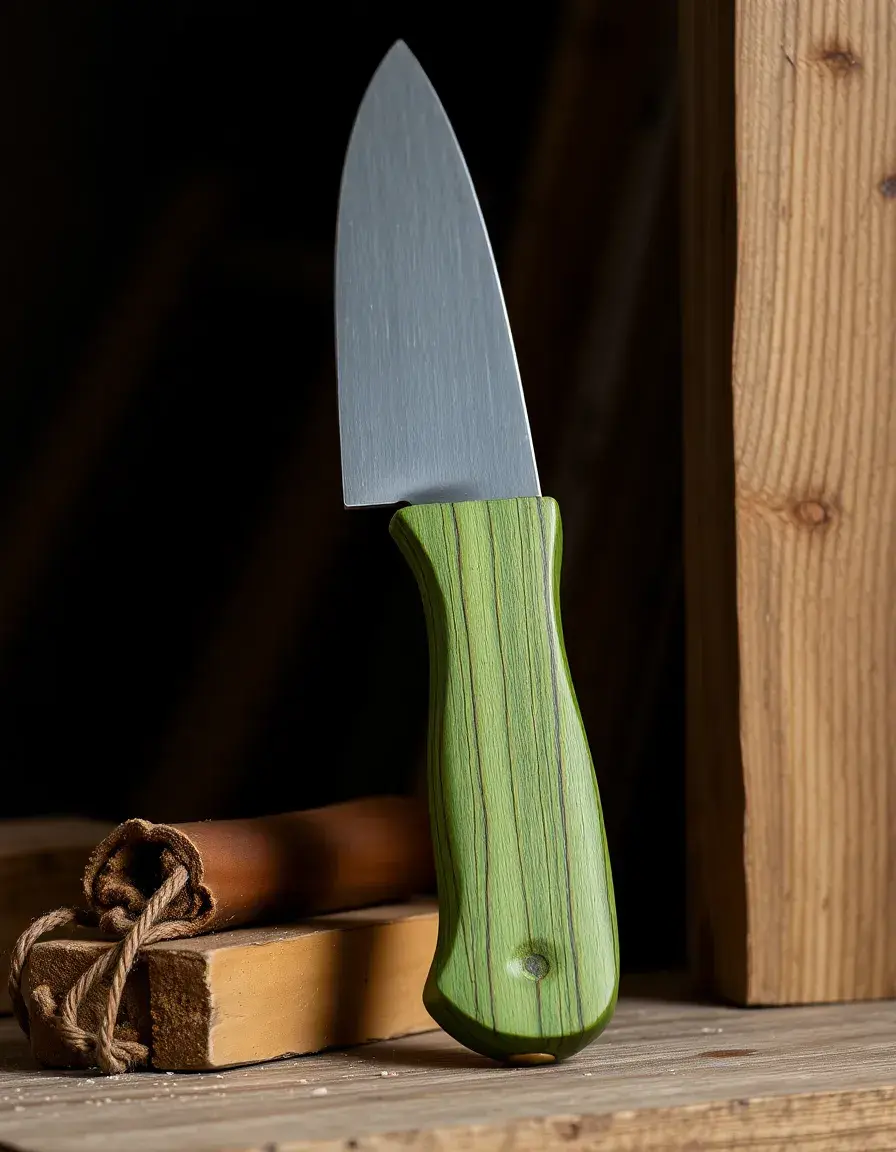 Spatule de cuisine avec manche en bois teinté vert