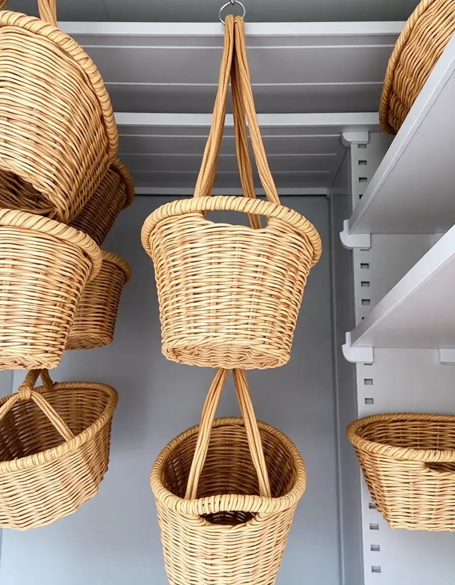 Panier suspendu pour gagner de l'espace sous les cuisine étagères