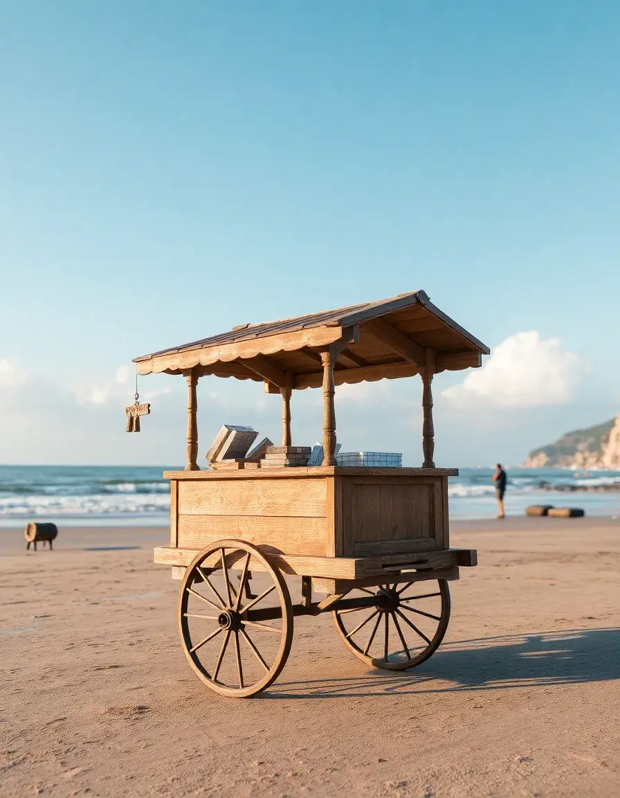 Ilot central petite cuisine mobile avec roulettes et plan de travail en bois