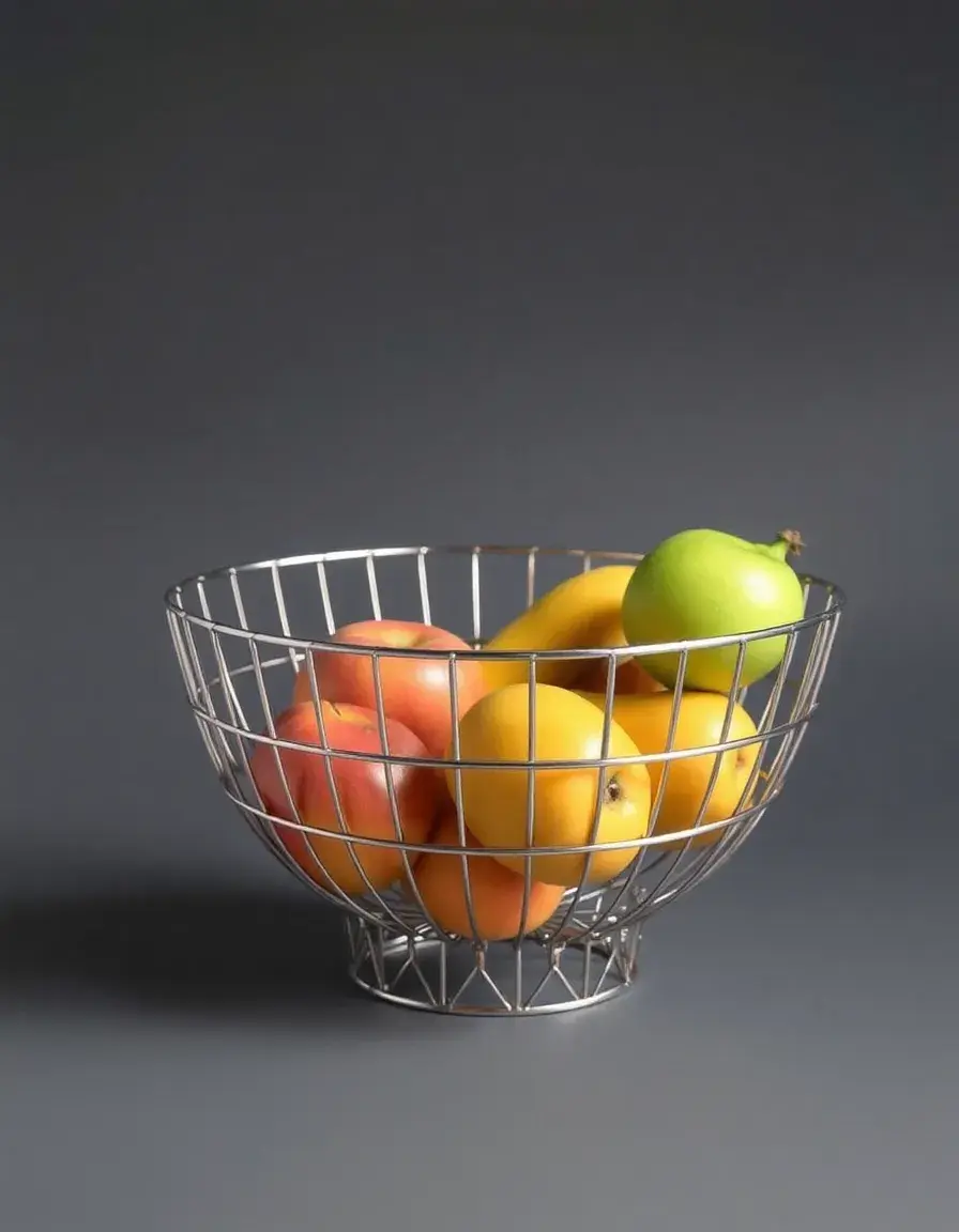 Corbeille à fruits design en chrome