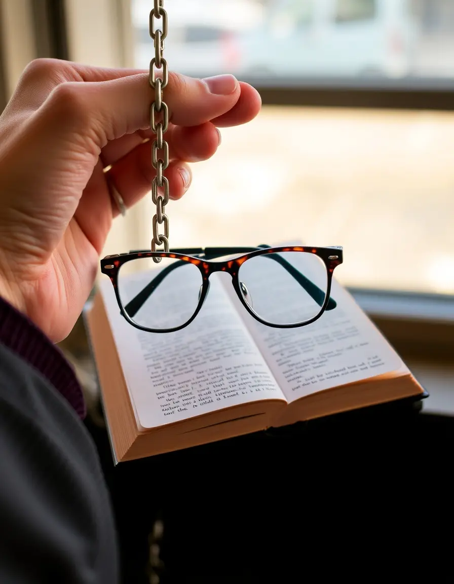 Chaîne porte-lunettes pour lecture confortable en cuisine