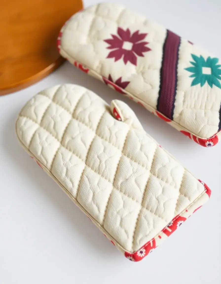 Gants de cuisine en coton matelassé avec motifs élégants
