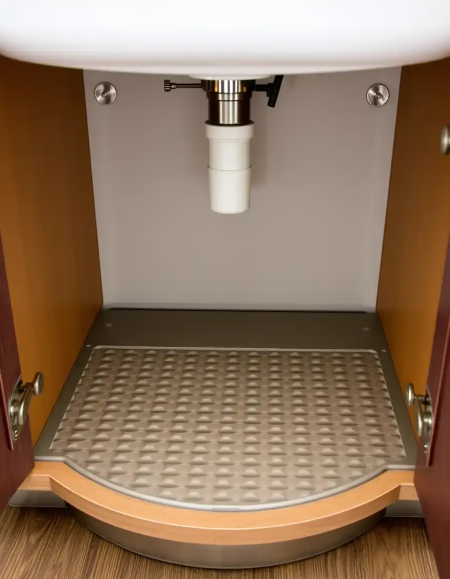 Tapis de protection imperméable pour fond de meuble cuisine évier