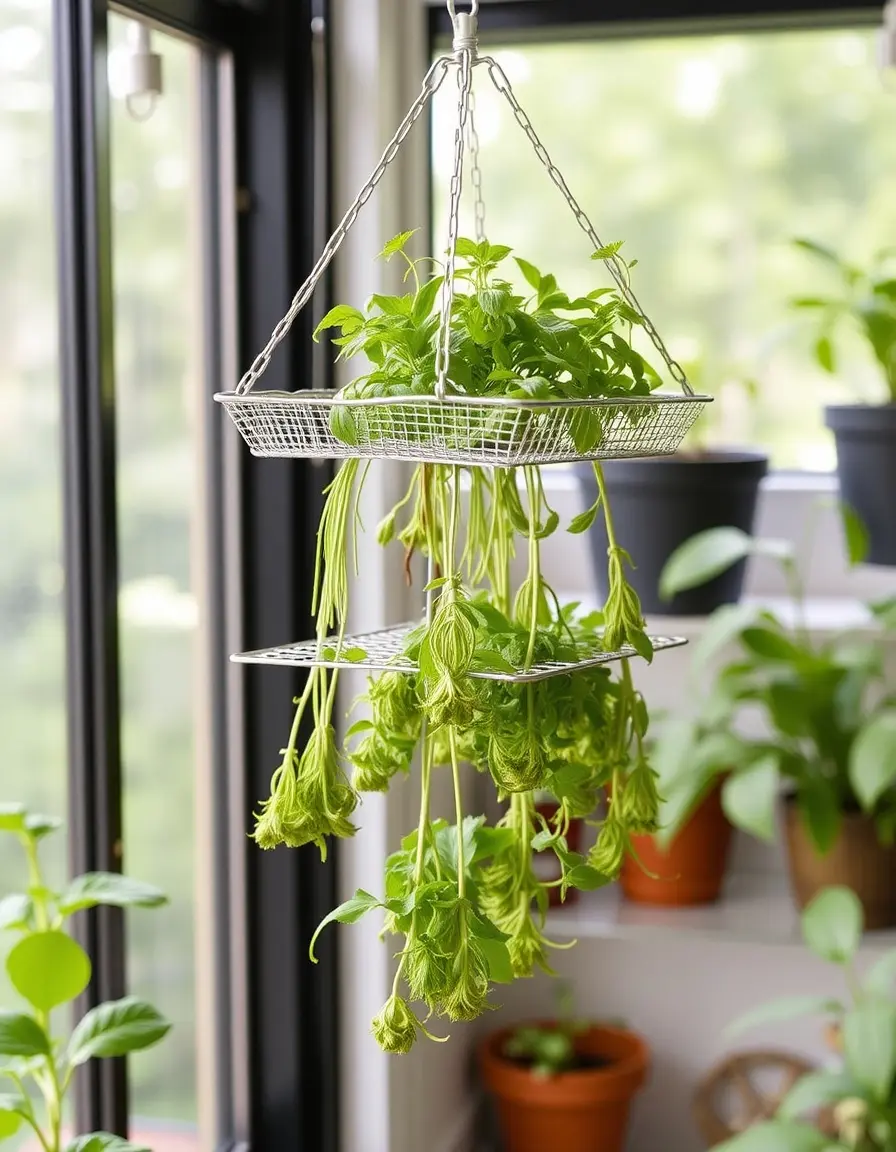 Séchoir à herbes suspendu en filet pliable