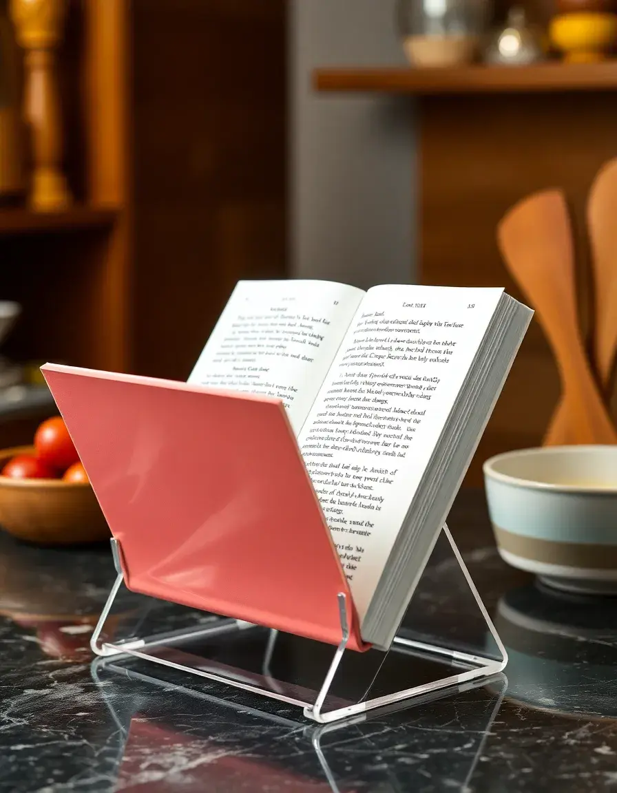 Support de livre de cuisine en acrylique transparent réglable