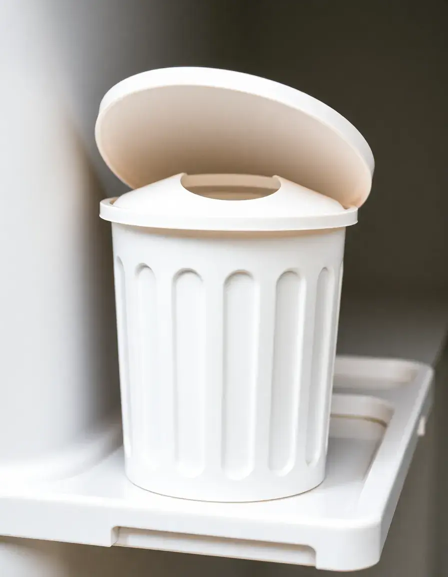 Petite poubelle blanche minimaliste pour cuisine