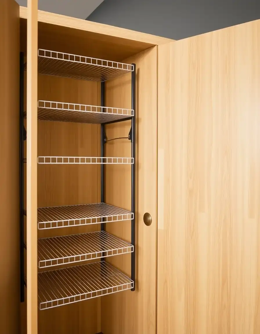 Rack à épices fixé sur la porte d'un placard de cuisine