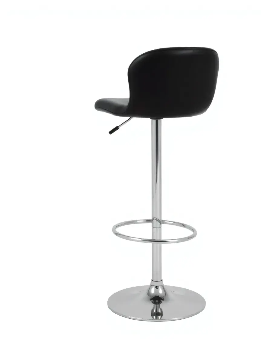 Tabouret de bar ajustable noir avec pied chrome pour table bar cuisine