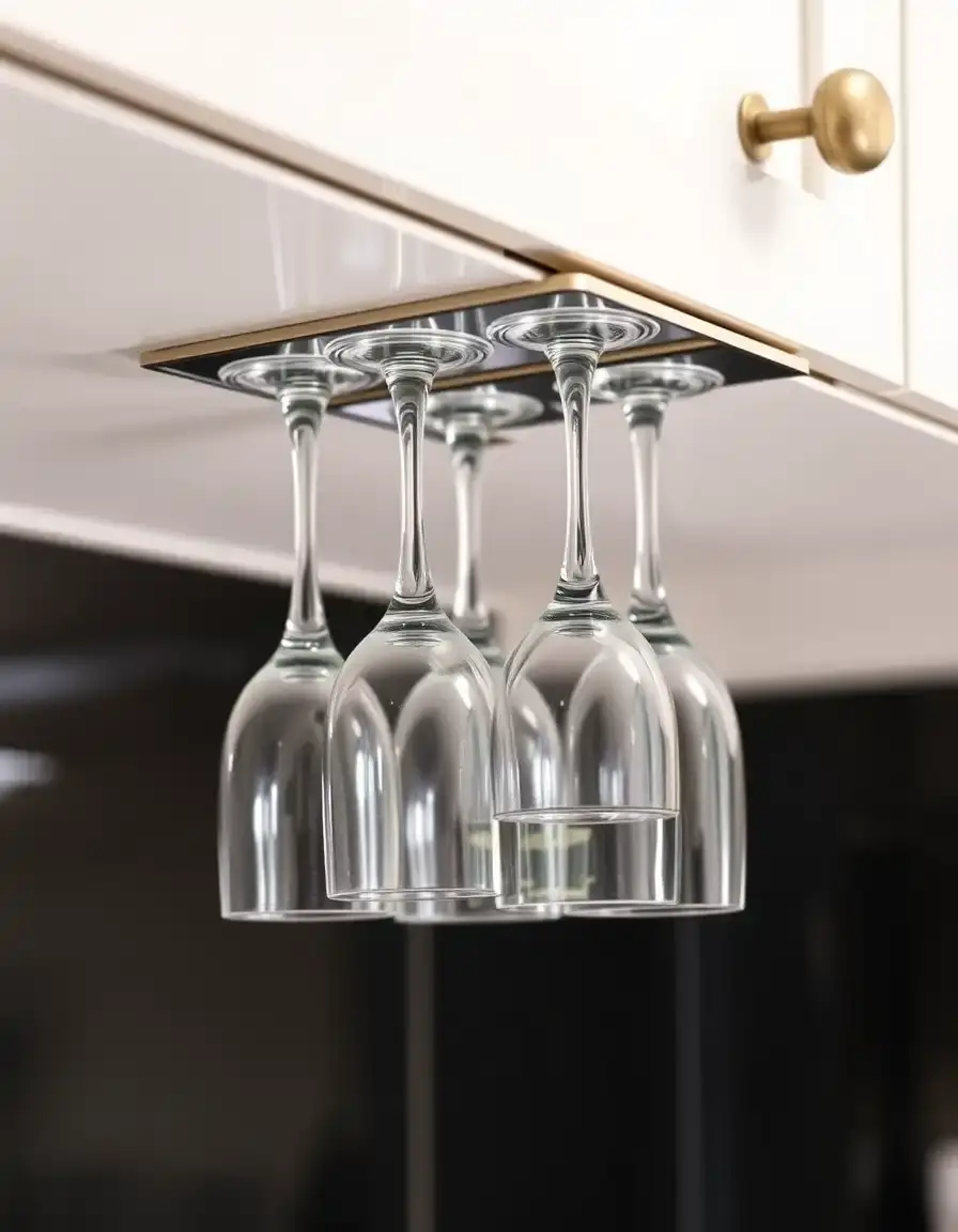 Support à verres à pied sous placard en acier inoxydable