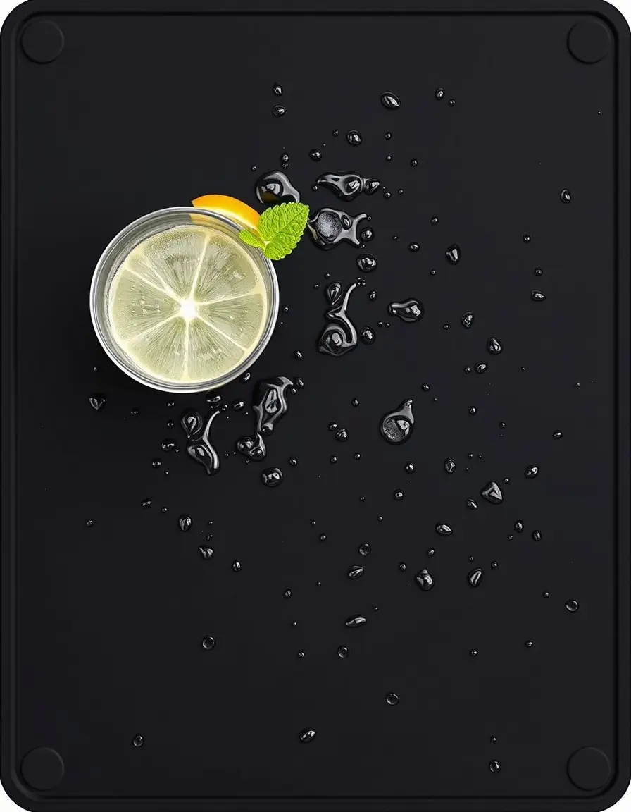 Tapis de bar en silicone noir pour protection contre les déversements