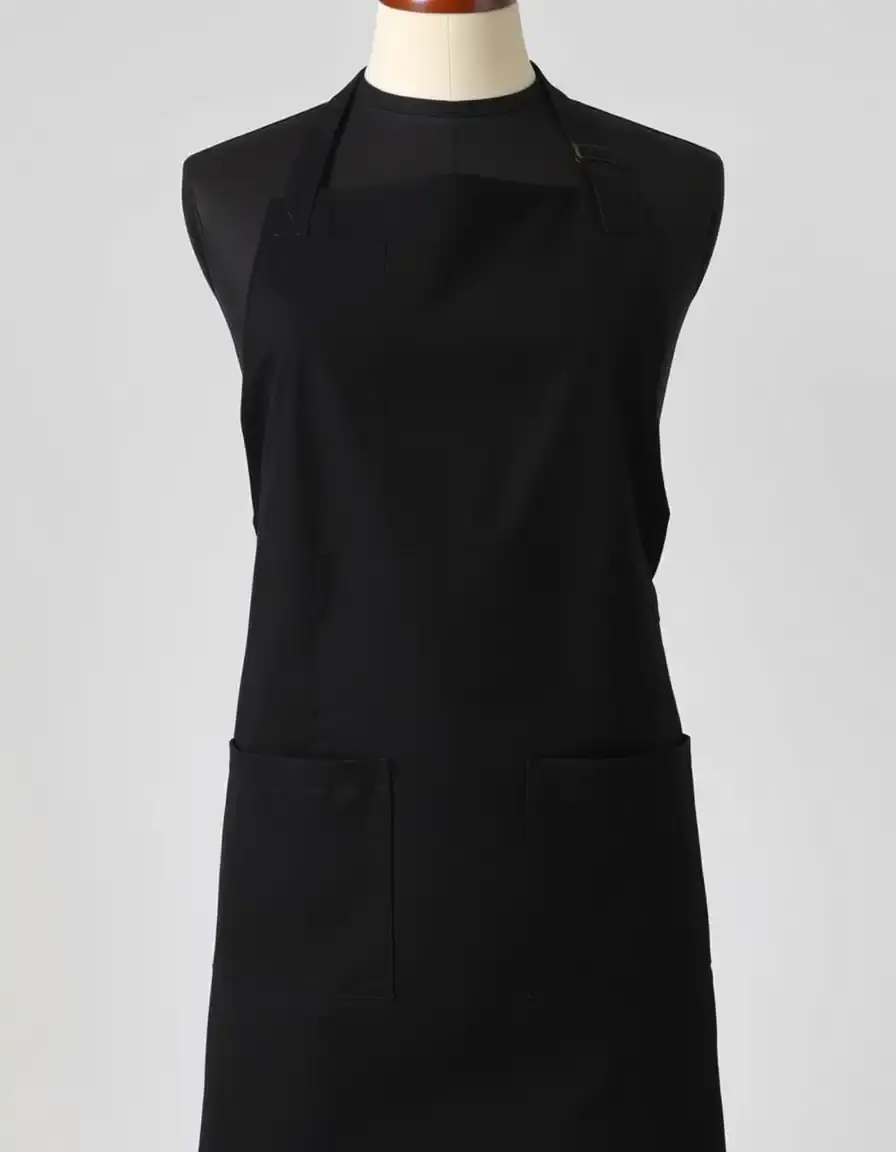 Tablier cuisine ajustable en coton noir avec poches