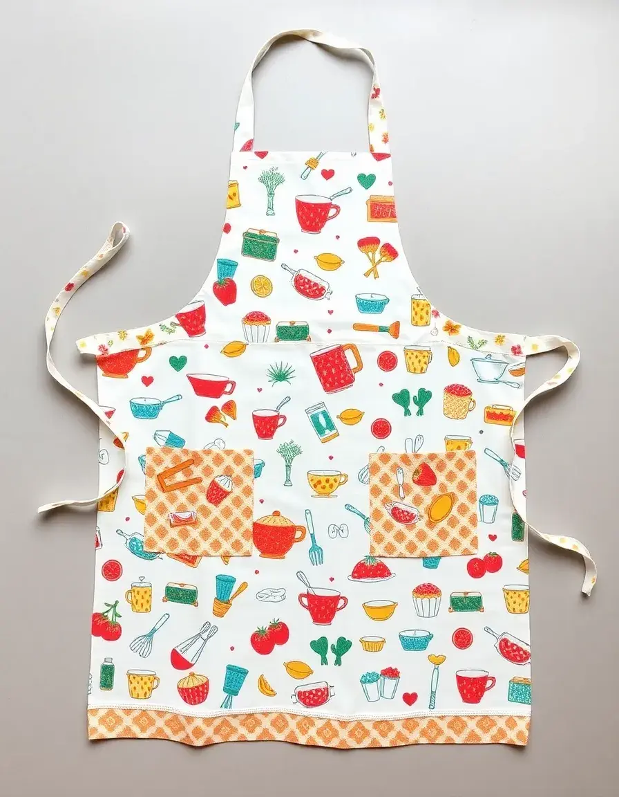 Tablier cuisine en coton avec motifs colorés