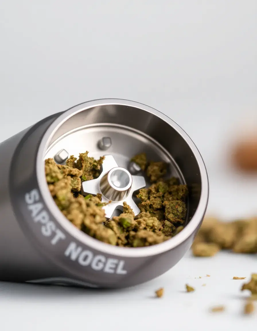 Broyeur d'herbes électrique compact en pleine action, lames en acier inoxydable