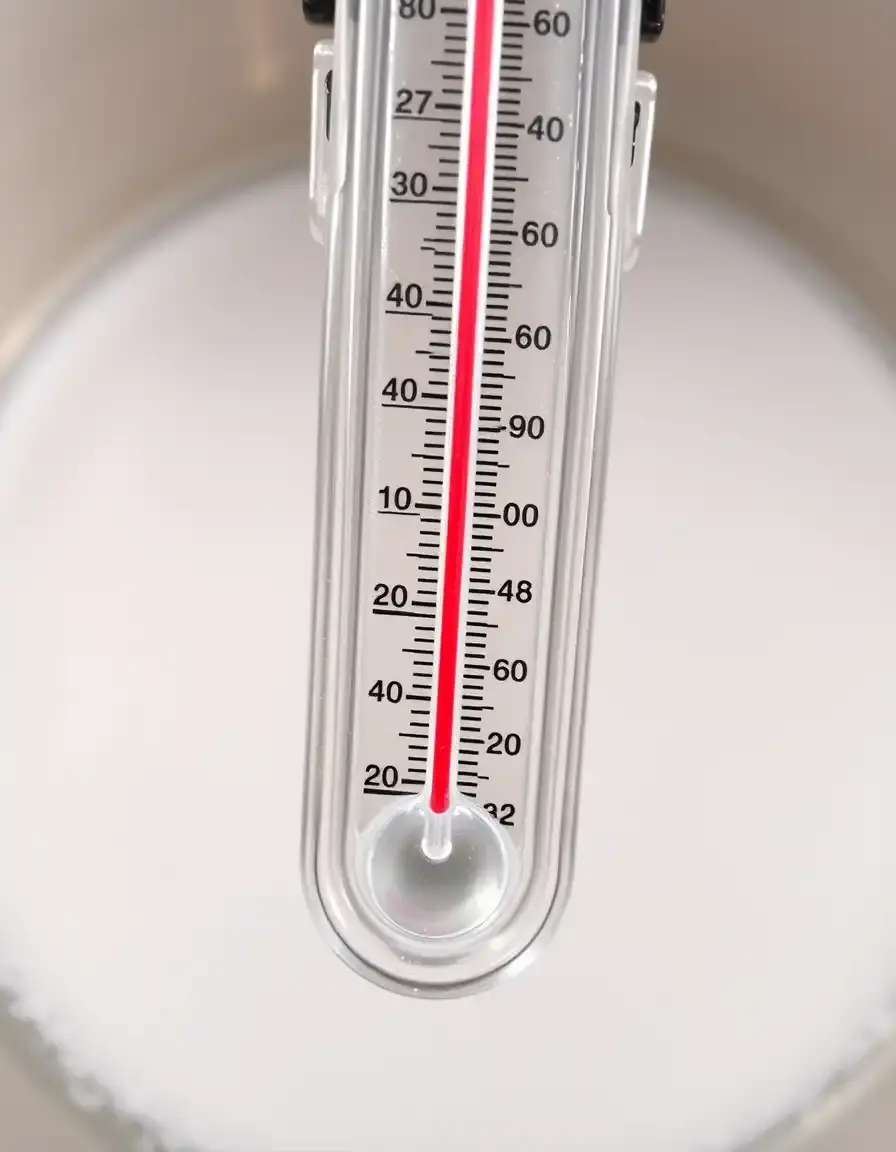 Thermomètre à sucre en verre fixé sur une casserole