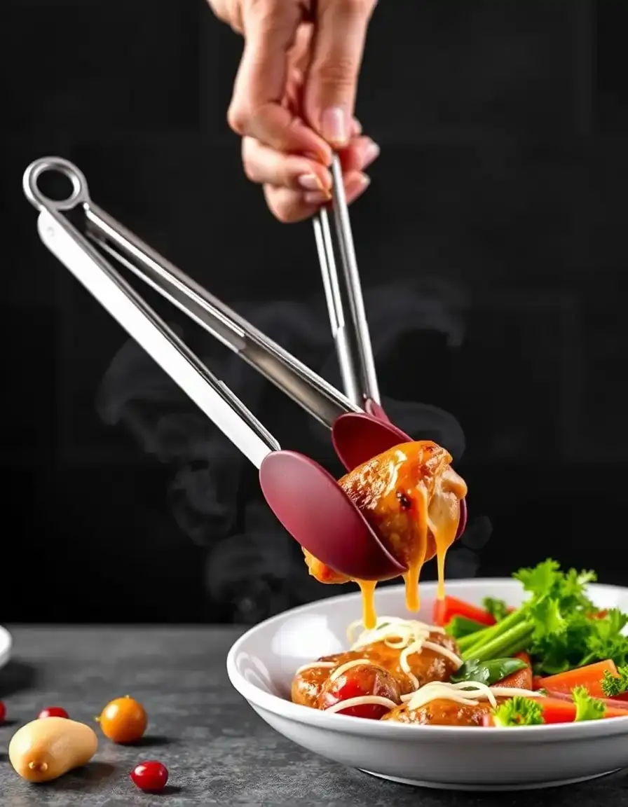 Pince de cuisine verrouillable avec embouts en silicone 12 pouces