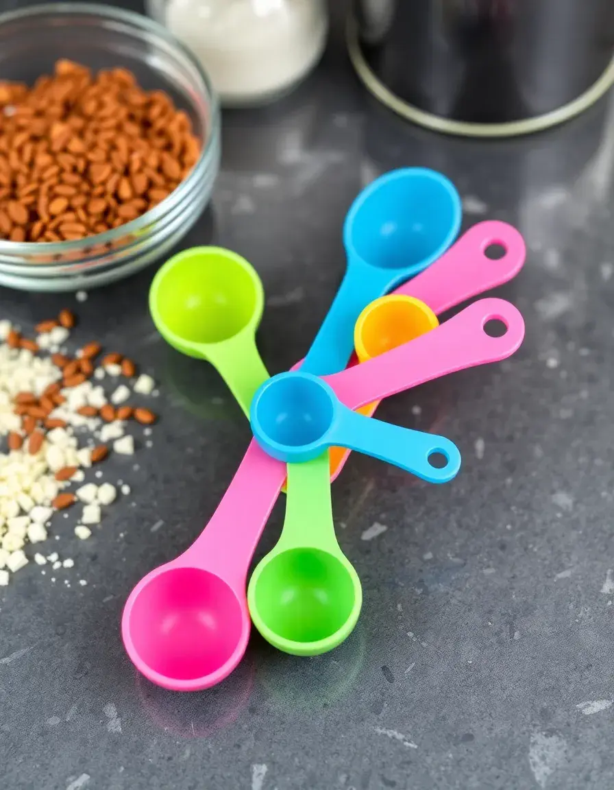 Lot de 5 cuillères à mesurer en plastique coloré emboîtables