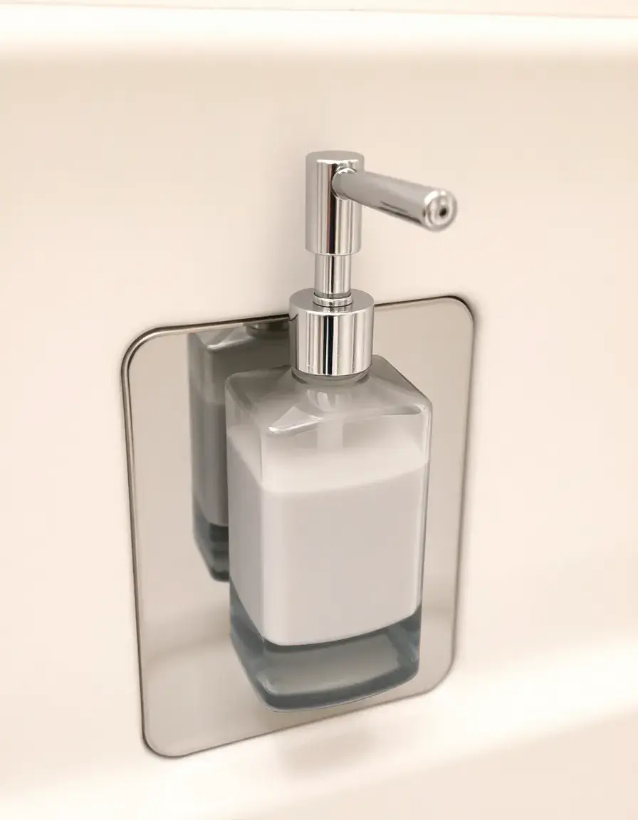 Distributeur de savon intégré pour évier finition chrome