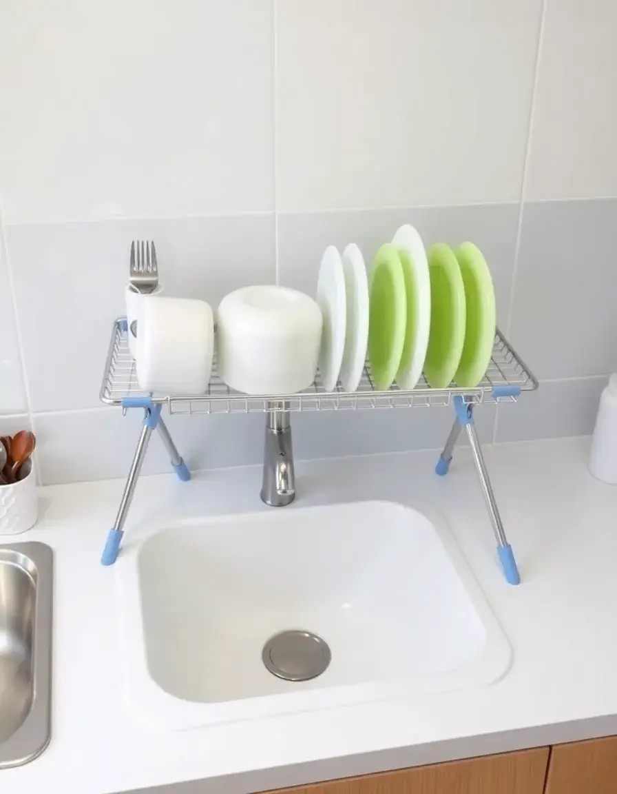 Égouttoir à vaisselle compact et pliable au-dessus de l'évier