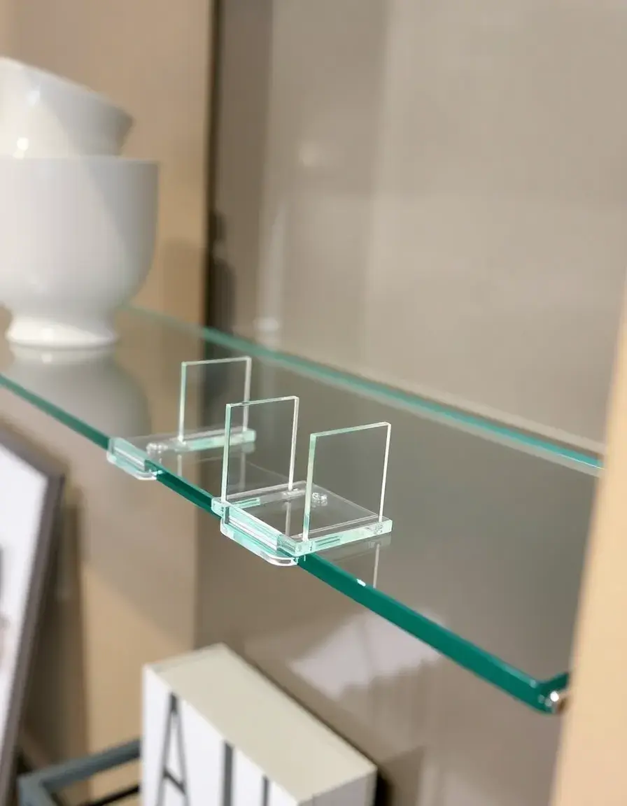 Clips de support pour étagère en verre transparents